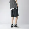 Wide Leg Baggy Denim Shorts Men Summer Thin Solid Color Casual Loose Simple Kneelength Fivepoint Pants Male Jeans 240315