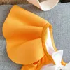 Ubrania dla dzieci w jednoczęściach Dziewczynki stroje kąpielowe Summer Bow Ruffled Solid Backless Swimsut for Babies Mash