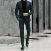 classic Dark Green Male Suits 2023 Notched Lapel One Butt Slim Fit Men Wedding Suit Groom Wear 2 Pieces Blazer Terno Masculino d0kv#