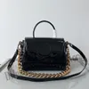 10A Kvalitet Tote Luxury Designer Gold Chains Bag Crossbody Women On Strap Handbag in äkta läder med justerbar kalvskinn Rem Svart lila axelväskor