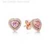 Designer Pandoras örhängen Pan Jia Ear Dings Rose Gold Daisy Peach Blossom Series Eternal Love Versatile 925 Silverörhängen