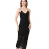 Vendaje con tacto, pliegues largos negros, vestido de moda de alta gama, vestido para mujer 482044