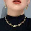 Kedjor Aitiei Designkedja U Typ Choker -halsband för kvinnor med 3 tum svans högkvalitativ Copper Hip Hop Fashion Jewelry233T