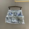 Jupes irrégulières femmes Denim mode poche détachable jupe Cargo femme été Sexy fille taille haute asymétrique jean