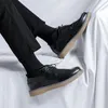 Sapatos casuais inglaterra estilo masculino lazer verão preto maré rendas derby sapato oco para fora respirável calçado de couro original tênis