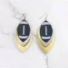 Dangle Earrings 3 Layers Stacked American Football Rugby Glitter Leather Drops For Women Sport Design Jewelry