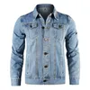 DIY -logotypanpassad denimjacka Men Casual Lapel Single Breasted Jeans Jacket Men Autumn Mens Jackets Coat 041L#