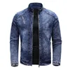 2024 Men's Autumn New Stand Collar Denim Jacket Youth Casual Stretch Wed Denim Jacket 55Hb#