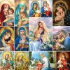 Dikiş 5d Elmas Resim Anne Mary ve Bebek İsa Nakış Dini Tam Kare/Yuvarlak Mozaik Çapraz Dikiş Ev Dekoru Sanat Hediyesi