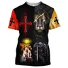 Jesus Christ Men's T-shirts 3D Tryckt T-skjorta för män O Neck Cott Overdimensionerade kläder Male Harajuku Vintage Short Sleeve Tops S6MC#