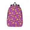 Sacs de rangement Camion de construction sur sac à dos violet vif Enfants Étudiant Livre d'école Toile Sac à dos Sac à dos primaire avec poche