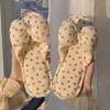 Slippers TRAF Butterfly Women 2024 Fashion Linen Home Girl Summer Cute Heart Bowtie Flat Shoes For