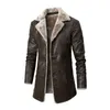 Nouveau arrivé 2023 Hommes Veste en cuir d'hiver Revers Polaire Moteur Biker Veste en cuir Hommes Busin Casual Lg Faux Manteaux en cuir F5gc #