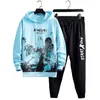 Herrspårar för män Sweatshirt Pants Set Sporty Outfit Landscape Print Hooded Jogger Winter Autumn Tracksuit