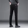 Klassisk affärssammantå jeans män mode svart smal stretch denim byxor manlig högkvalitativ lyxbyxor män kläder 240312