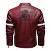 motorcycle Racing Leather Jacket for Men, Embroidered Color Matching Jacket, Punk Rock Jacket, Autumn and Winter I04U#