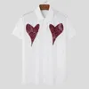 Koszule męskie Indepern 2024 Style amerykański mężczyźni kochają jacquard Fringe Patchwork Stylowe, lekko prześwitujące bluzkę z krótkim rękawem S-5xl