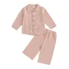 Ensembles de vêtements pour petites filles, vêtements d'automne, chemise à manches longues et pantalons à jambes larges élastiques, ensemble de 2 pièces pour bébé mignon