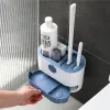 Borstels Toiletborstel met siliconen kop, snel leeglopend, schoon gereedschap, geen dode hoeken, wandmontage schoonmaakborstel, badkameraccessoires, TPR