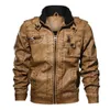 Herbst Männer Fi Faux Leder Stehkragen Casual Motorrad Biker Jacke Mantel 0870#