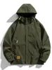 Весна Осень Мужские повседневные куртки с карманами на молнии размера плюс 8XL 9XL Уличная одежда Fi Сплошной цвет Свободные ветровки с капюшоном Пальто S3gx #