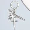 Porte-clés en métal porte-clés chauve-souris crâne main squelette croix porte-clés chaînes d'Halloween pour femmes hommes bricolage à la main punk alliage bijoux cadeaux