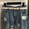 Designer di jeans femminile ricamato in tema personalizzata, tintura e lavaggio della tecnologia ad alta vita pantaloni casual sciolti 3pji