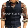 Costume pour hommes Gilet Double boutonnage Col en V Busin Vestes à manches formelles Mariage Groom Party Tuxedo c3cm #