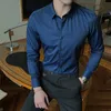 7 kleuren heren Busin Fi Effen Kleur Lg Mouw Klassieke Stijl Cott Casual Wit Slim Fit Shirt kantoor Kleding 829O #