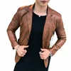 Veste et manteaux en cuir PU pour hommes, nouveau printemps et automne, Busin décontracté classique, col de costume en cuir PU, vestes Slim Fit 2023 r6UP #