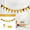 Feestdecoratie 3-delige set 16,4ft gouden papieren kaart voor verjaardag driehoek banner vlaggen wimpel