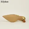 Eilyken, весенние женские туфли-лодочки с острым носком, золотистые, серебряные сабо, туфли на высоком каблуке-шпильке, сексуальные женские сандалии для стриптиза, вечерние, 240322