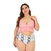 Women's Swimwear Sexy Ruffle Bikini Set Large Size Swim Suit Plus Woman Pink Bikinis Mujer 2 Piece High Waist Swimsuit Biquinis