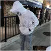 Mens Hoodies Sweatshirts Fashion Skeleton Rhinestones White Zip Up Hoodie Men Women Y2k Clothing Långärm Hip Hop Drop Delivery App Otscs