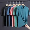 Polos masculinos plus size 9xl 8xl homens verão de alta qualidade mens de manga curta gelo seda cor sólida negócio casual camisa polo