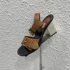 Toe Summer Round 556 Sandaler Chunky Heel Women Buckle Strap äkta lädermode Höga klackar Eleganta festskor 2024 S 5 S