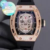 Designer Luxury RM Wrist Watch Mens Mechanics Watch Skull Same Multifunctional Hollow Out Mechanical Womens Rm011