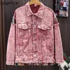 Amerikanische Retro Mi Rosa Patchwork Workwear Jacke Paar Lose Lässige High Street Denim Jacken Männer Tops Männlich Kleidung C0Rd #