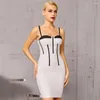 Casual Dresses Sospebgy 2024 Summer Ladies Sling Dress Open Back Sexy Party Black and White Patchwork Mini Tight Stretch Bandage