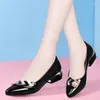 Chaussures décontractées Axiat Printemps Robe en cuir verni Talon bas Bureau Feuille Bateau Pompe classique