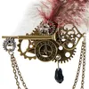 Bow Ties Steampunk Vintage Gear Brooch Chain Gothic Lapel Pin Halloween Breastpin Jewelry