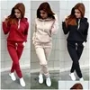 Survêtements pour femmes Femmes Designer Sweats à capuche Femmes Blacklessolid Couleur Ensembles Zipper Sudaderas Para Mujerwear Lounge Wear Costume Sport Set Dhk0P