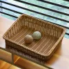 Baskets Rectangular Rattan Serving Tray Wicker Woven Basket Bathroom Tray Woven Bread Baskets With Handles Storage Basket For Parties