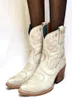 Stivali invernali da donna alla caviglia da donna ricamo in pelle vintage serpente fasi lunari stivaletti occidentali con punta a punta scarpe30722771283