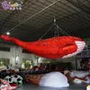 Exquisites Handwerk Display aufblasbare hängende rote Wal mit Lichtern in die Luft jagen