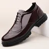 Casual schoenen heren glad oppervlak lakleer bruiloft platform Oxfords slip-on merk brogue loafers met dikke zolen