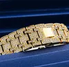 Hot Selling Brand Mens Watch Gold Plated rostfritt stål Full Diamond Watertproof Iced Out Luxury Wrist Quartz Watch