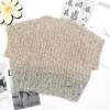 Fashion vintage women's knitwear 2023 Spring and summer new handmade beaded soft comfort bat Sleeve gradient short top