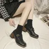 Dress Shoes British Small Leather For Women Design Thick Heels High Square Toe Belt Buckles Casual Single