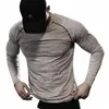 Hommes Marque Fitn Running Lg Manches Gym T-shirt Compri Quick Dry Fit Chemises Sportswear Mâle Formation Sport Skinny Tee c8Qk #